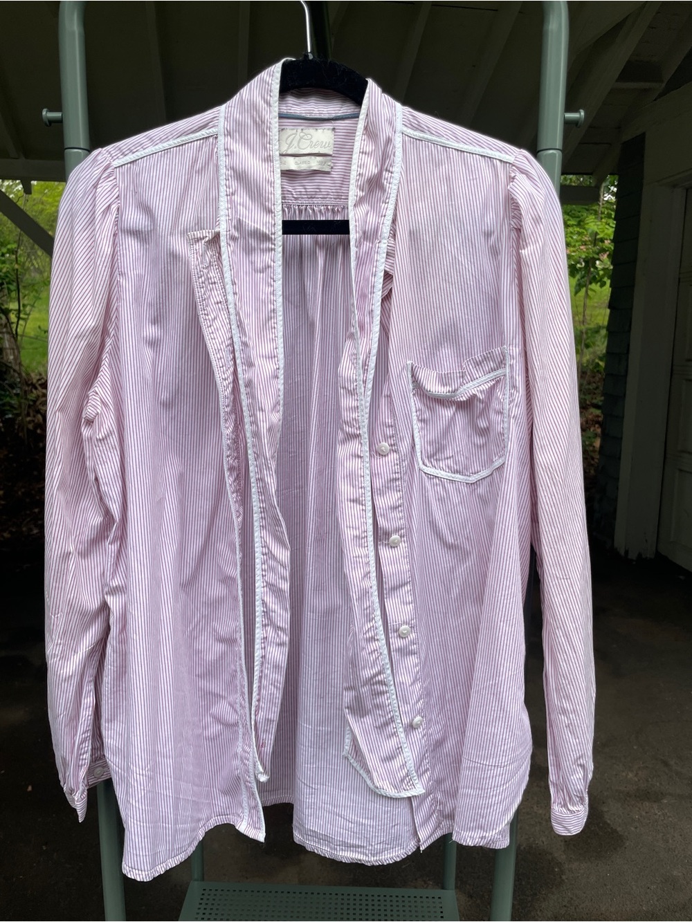 J. Crew Pink and White Striped Button-Down Shirt